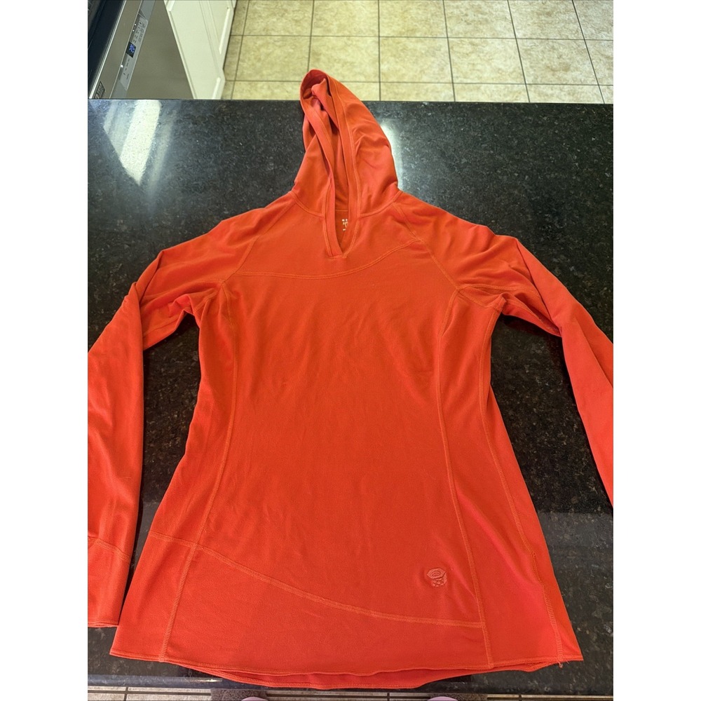 Mountain Hardwear Women's Orange Performance Hoodie Running Hiking Sz M Shirt